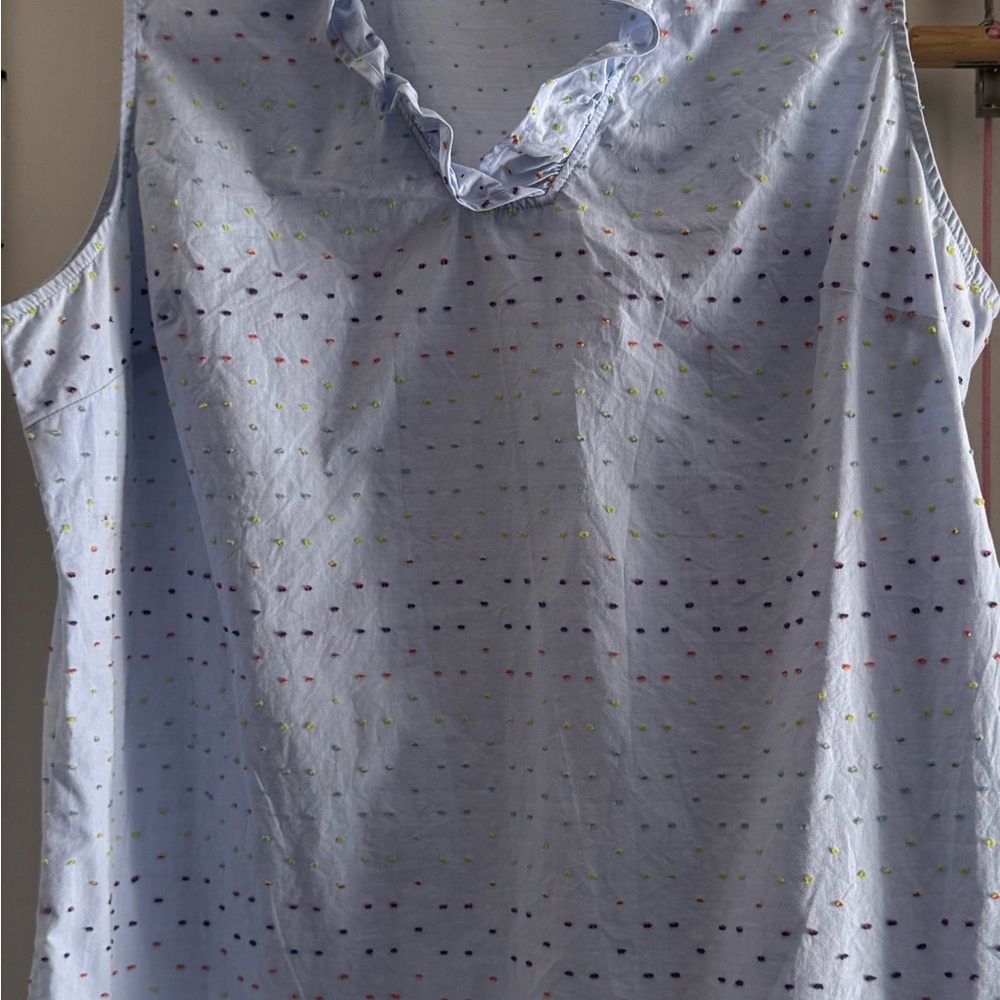 Talbots Light Blue Ruffle Neck Blouse